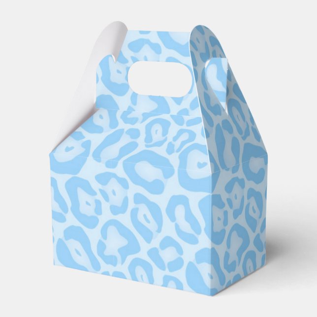 Blue Leopard Cheetah Print Safari Favor Favor Boxes (Front Side)