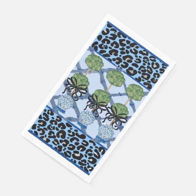Blue Leopard  Chinoiserie Ginger Jar   Paper Guest Towels (Corner)