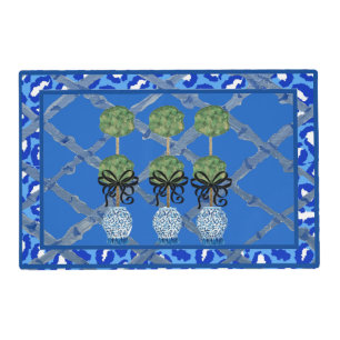 Blue Leopard Chinoiserie Ginger Jar Placemat