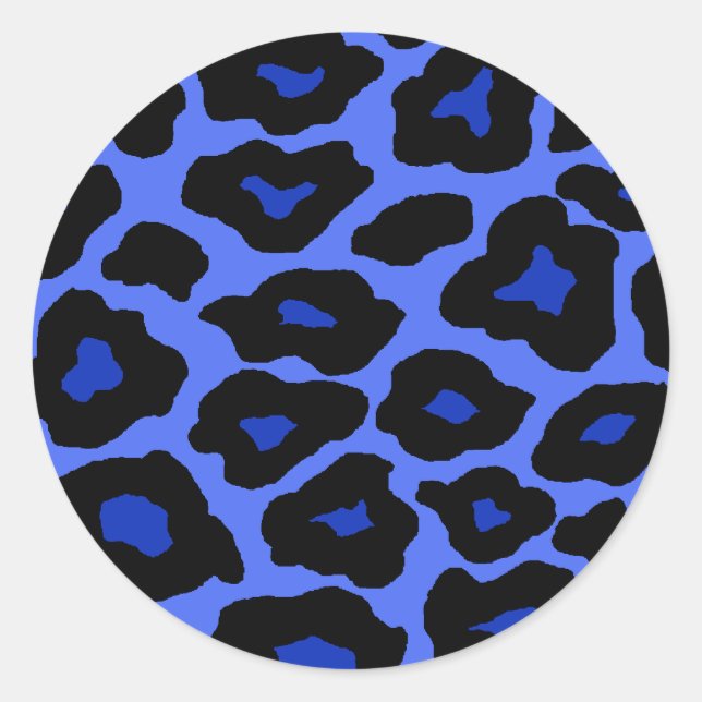 Blue Leopard Classic Round Sticker (Front)