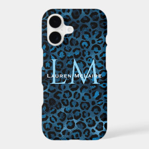 Blue Leopard Custom Monogram iPhone 17 Case