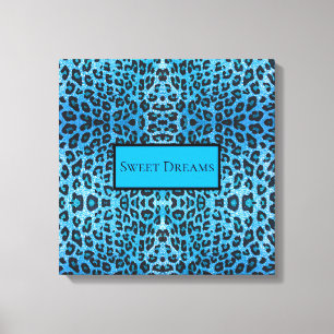 Blue Leopard Faux Sparkle Sweet Dreams Modern Chic Canvas Print
