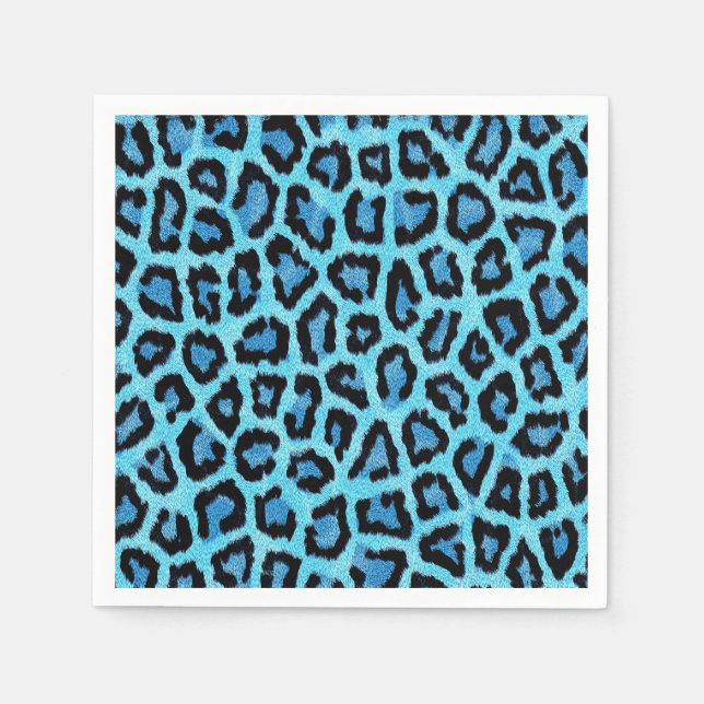 Blue Leopard Fur Spots Pattern Napkins (Front)