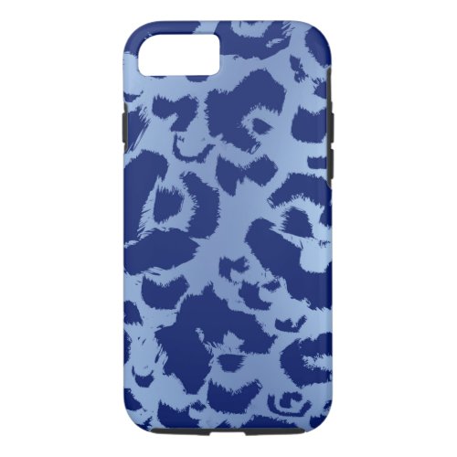 Blue Leopard Jaguar Print Dark Light Gradient iPhone 87 Case