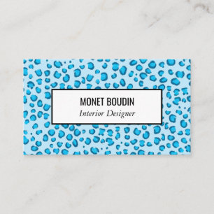Blue Leopard Modern Custom Animal Print Business Card