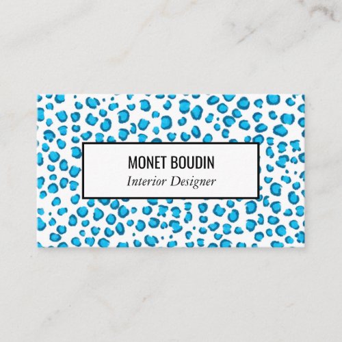 Blue Leopard Modern Custom Animal Print Business Card