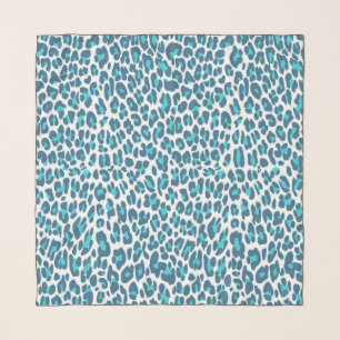 Blue Leopard Pattern Animal Print Chiffon Scarf