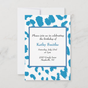 Blue Leopard Pattern Birthday Invitation