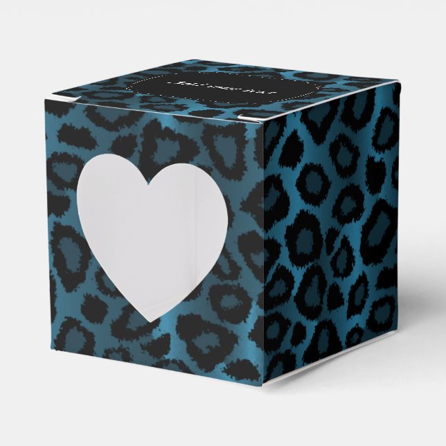 Blue Leopard Pattern Favor Boxes (Front Side)