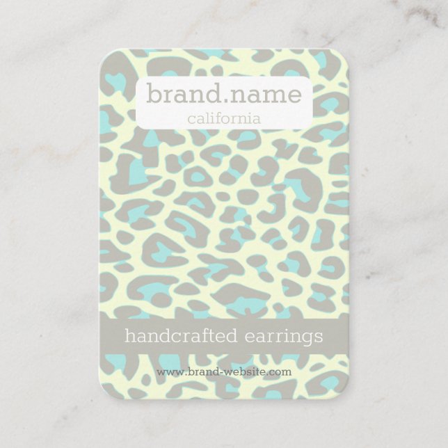 Blue Leopard Pattern Handmade Jewelry Stud Display Business Card (Front)