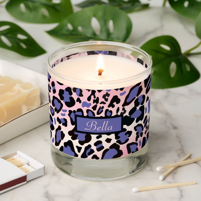 Blue Leopard Pattern Scented Candle (Lit)