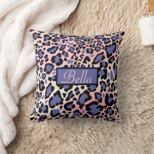 Blue Leopard Pattern Throw Pillow