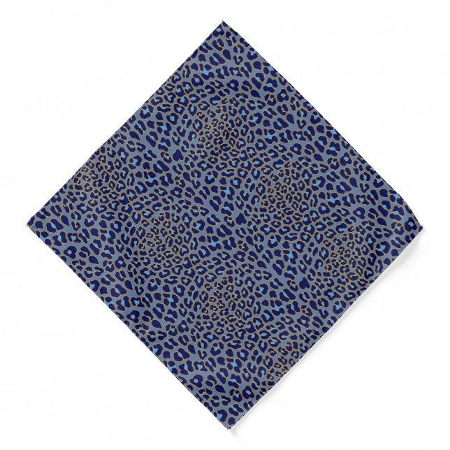 Blue leopard print  bandana (Front)