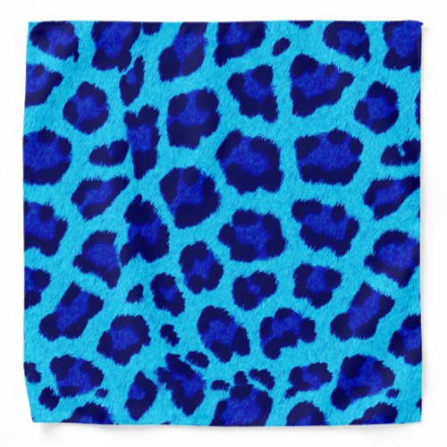 Blue Leopard Print Bandanna