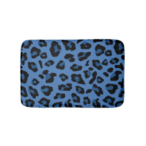 Blue Leopard Print Bath Mat