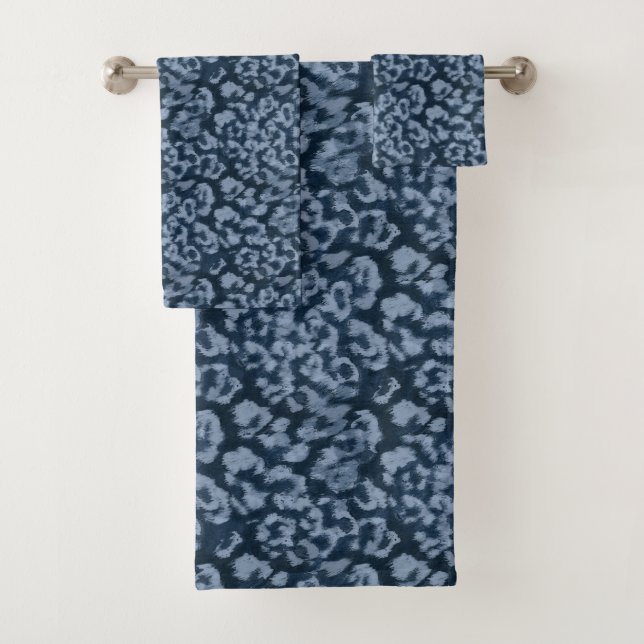 Blue leopard print  bath towel set (Insitu)