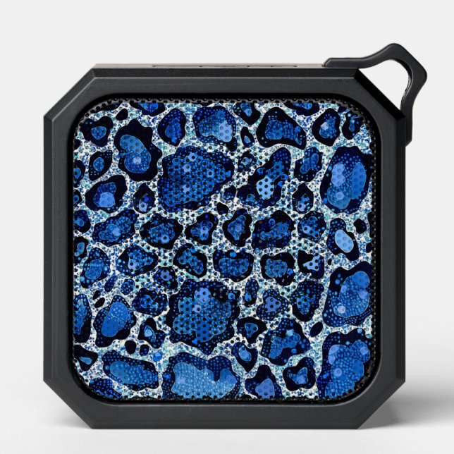 Blue Leopard Print Bluetooth Speaker (Front)