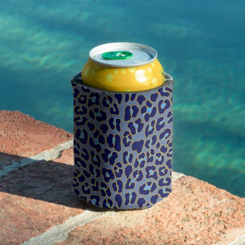 Blue leopard print  can cooler