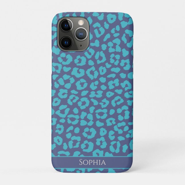 Blue Leopard Print Case-Mate iPhone Case (Back)