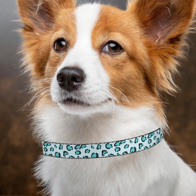 Blue Leopard Print Chic Animal Print Pattern Pet Collar (Please note: This image is a digital mockup. The product may not be in scale.)