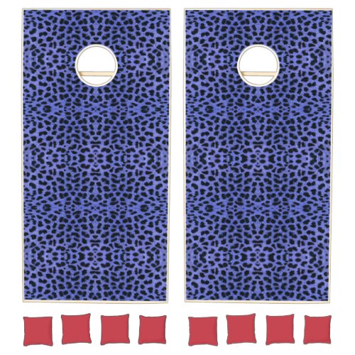 Blue Leopard Print Cornhole Set