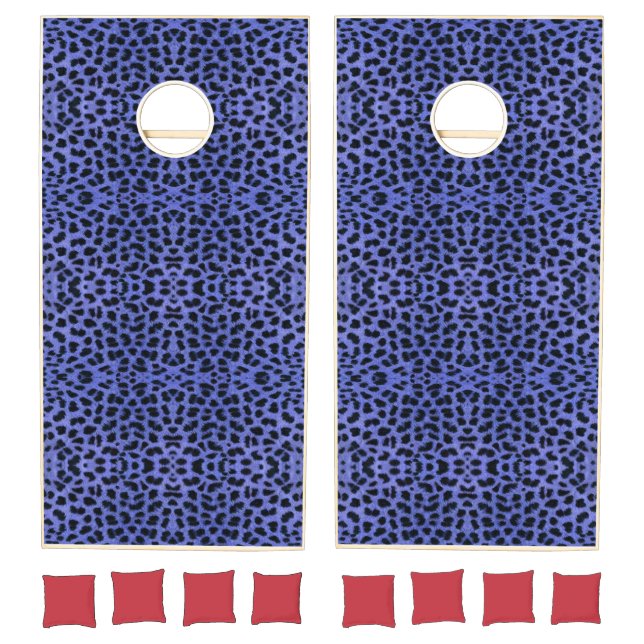 Blue Leopard Print Cornhole Set (Set)