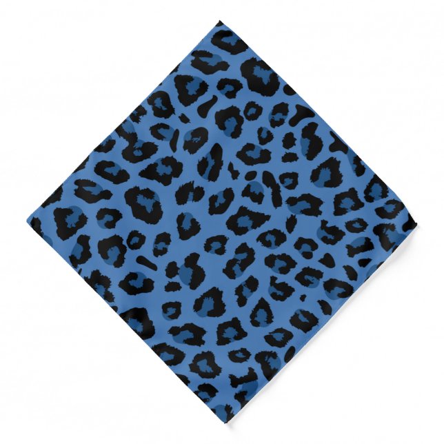 Blue Leopard Print Dog Bandana (Front)