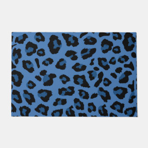 Blue Leopard Print Doormat