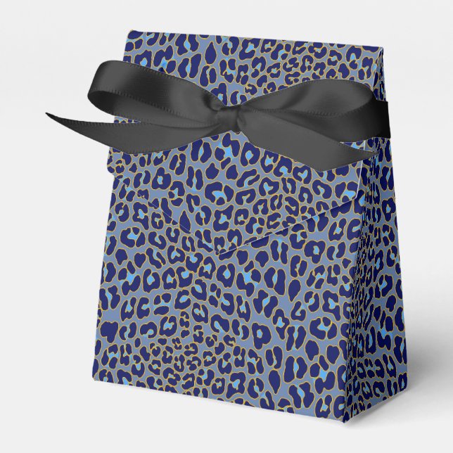Blue leopard print  favor boxes (Front Side)