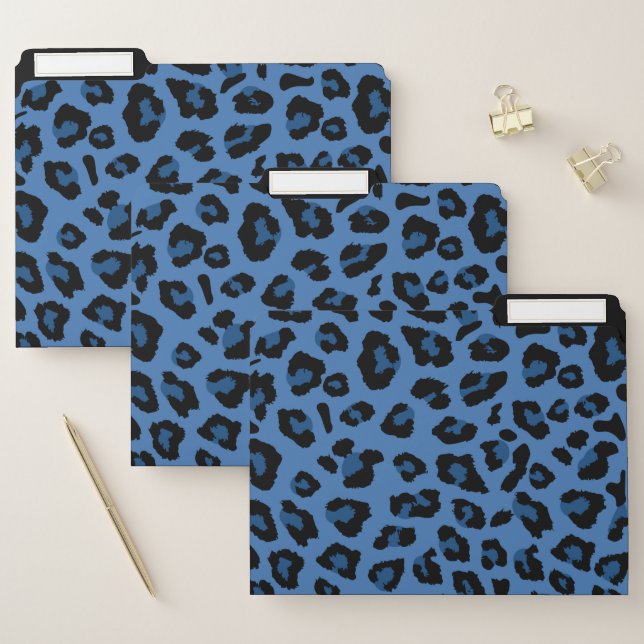 Blue Leopard Print File Folder (Set)