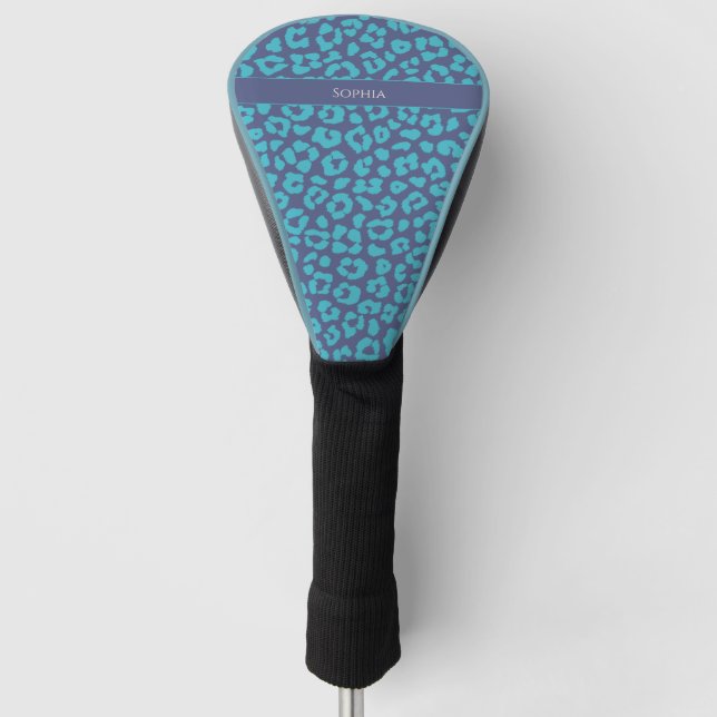 Blue Leopard Print Golf Head Cover (Front)