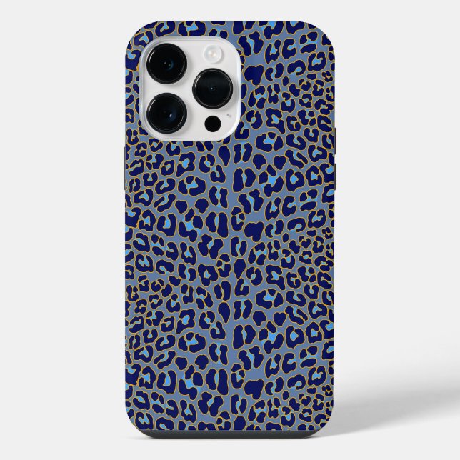 Blue leopard print  iphone case (Back)