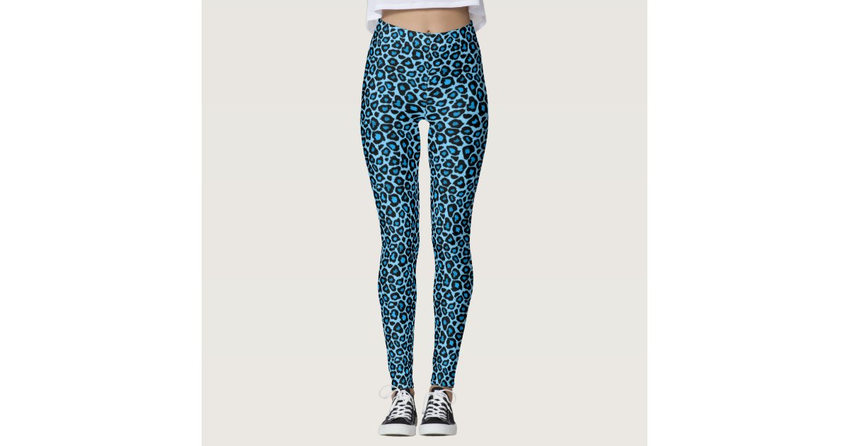 Blue leopard print leggings