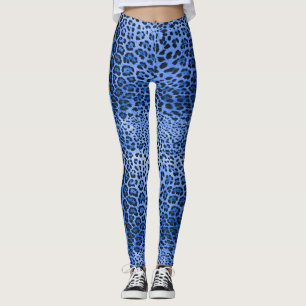 Blue Leopard Print Leggings