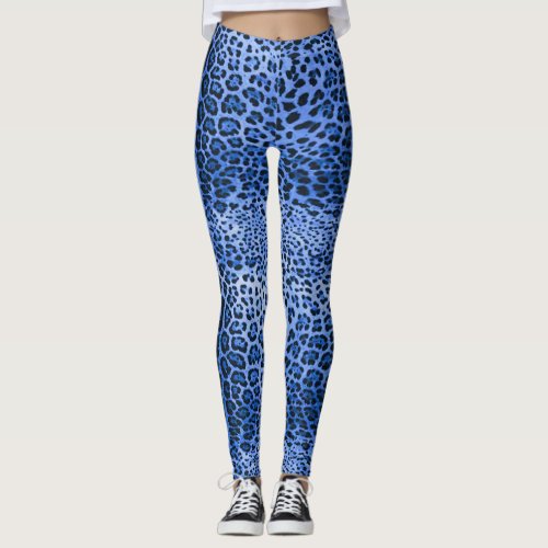 Blue Leopard Print Leggings