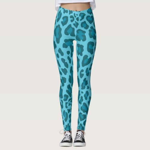 Blue Leopard Print Leggings