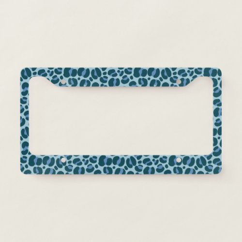 Blue Leopard Print License Plate Frame