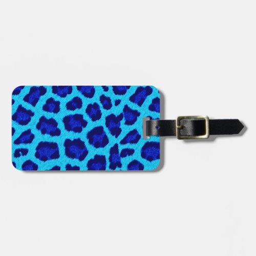 Blue Leopard Print Luggage Tag