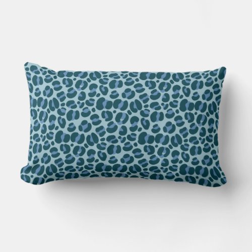 Blue Leopard Print Lumbar Pillow