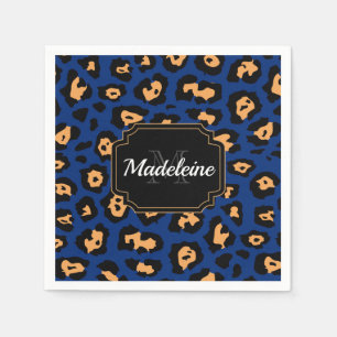 Blue Leopard print Napkins