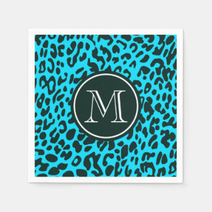 Blue Leopard Print Napkins