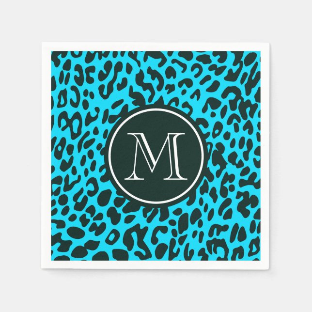 Blue Leopard Print Napkins (Front)