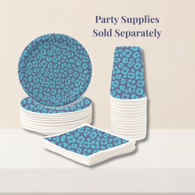 Blue Leopard Print Paper Cups (Blue Leopard Print-Party Supplies Plates Napkins and Cups)