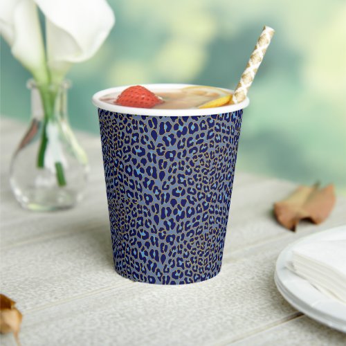 Blue leopard print  paper cups