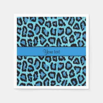 Blue Leopard Print Paper Napkins by kye_designs at Zazzle