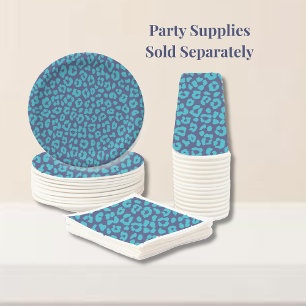 Blue Leopard Print Paper Plates
