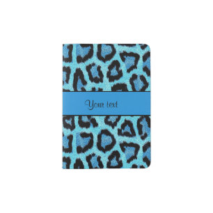Blue Leopard Print Passport Holder