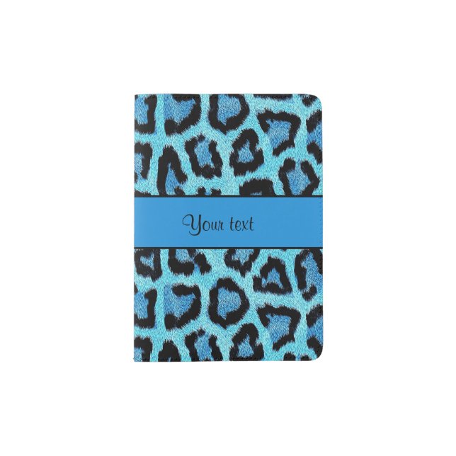 Blue Leopard Print Passport Holder (Front)