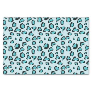 Blue Leopard Print Pattern Tissue Paper