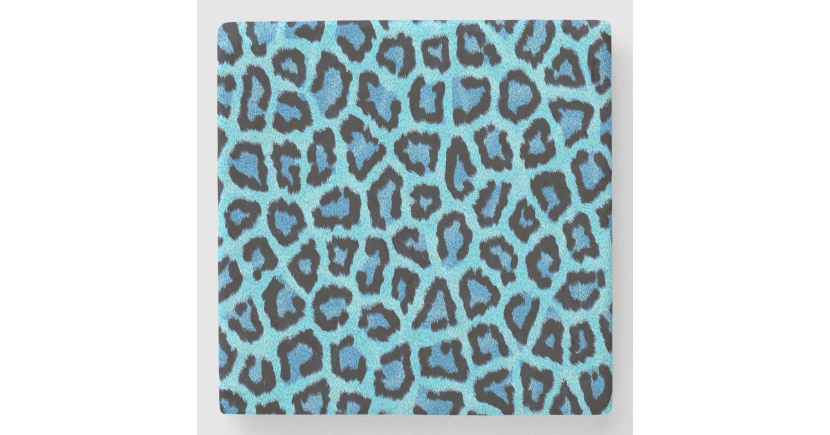 blue leopard print pattern - wild fun punk rock stone coaster | Zazzle